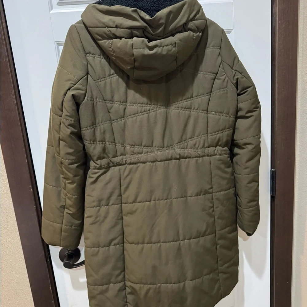 Olive Green Lucky Brand Hooded Puffer Coat